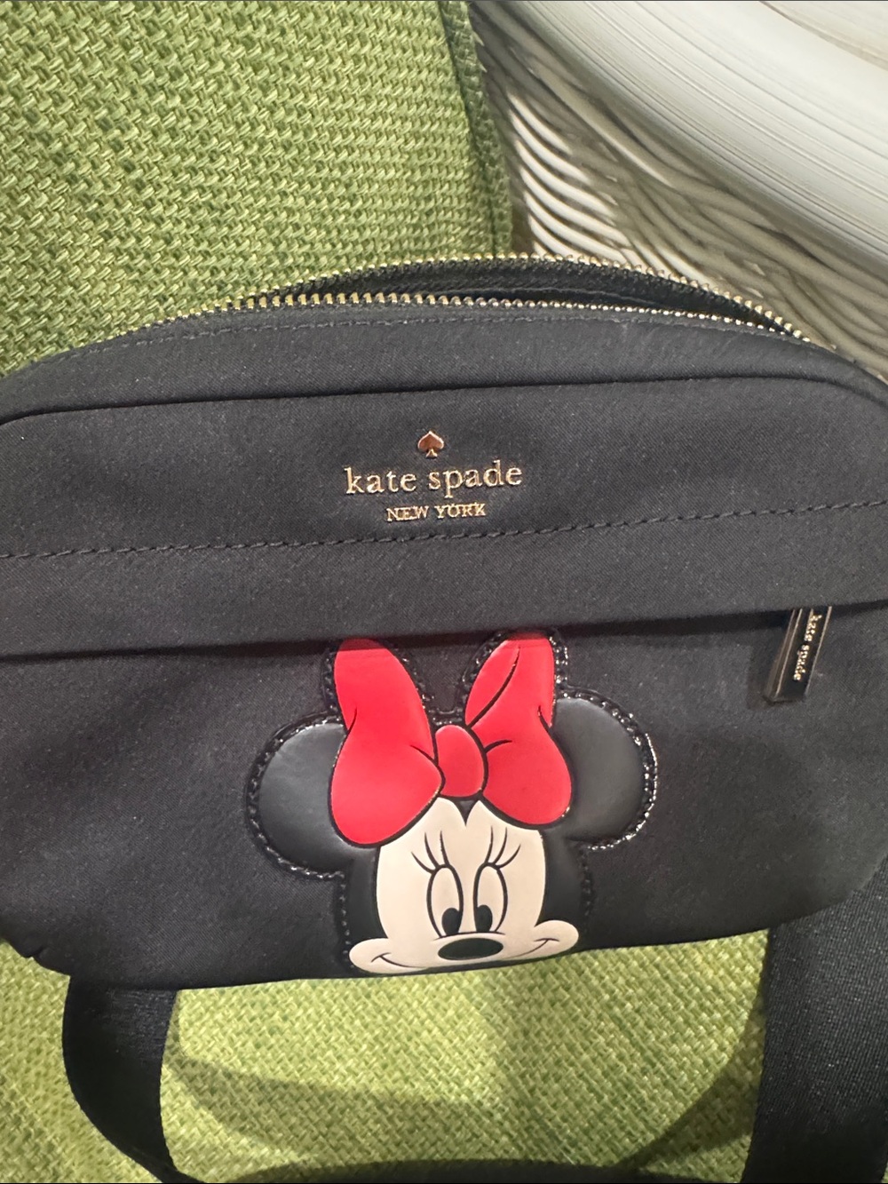 kate spade black crossbody bag with red bow Minnie design